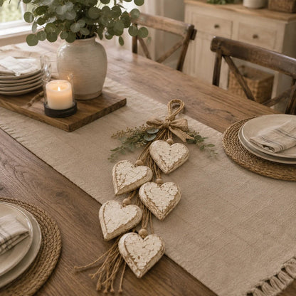 🩵 3D Solid Wood Lighted Hanging Heart Wall Decor – Remote-Controlled Rustic Farmhouse Decoration 🌊🎁BUY 2 FREE SHIPPING