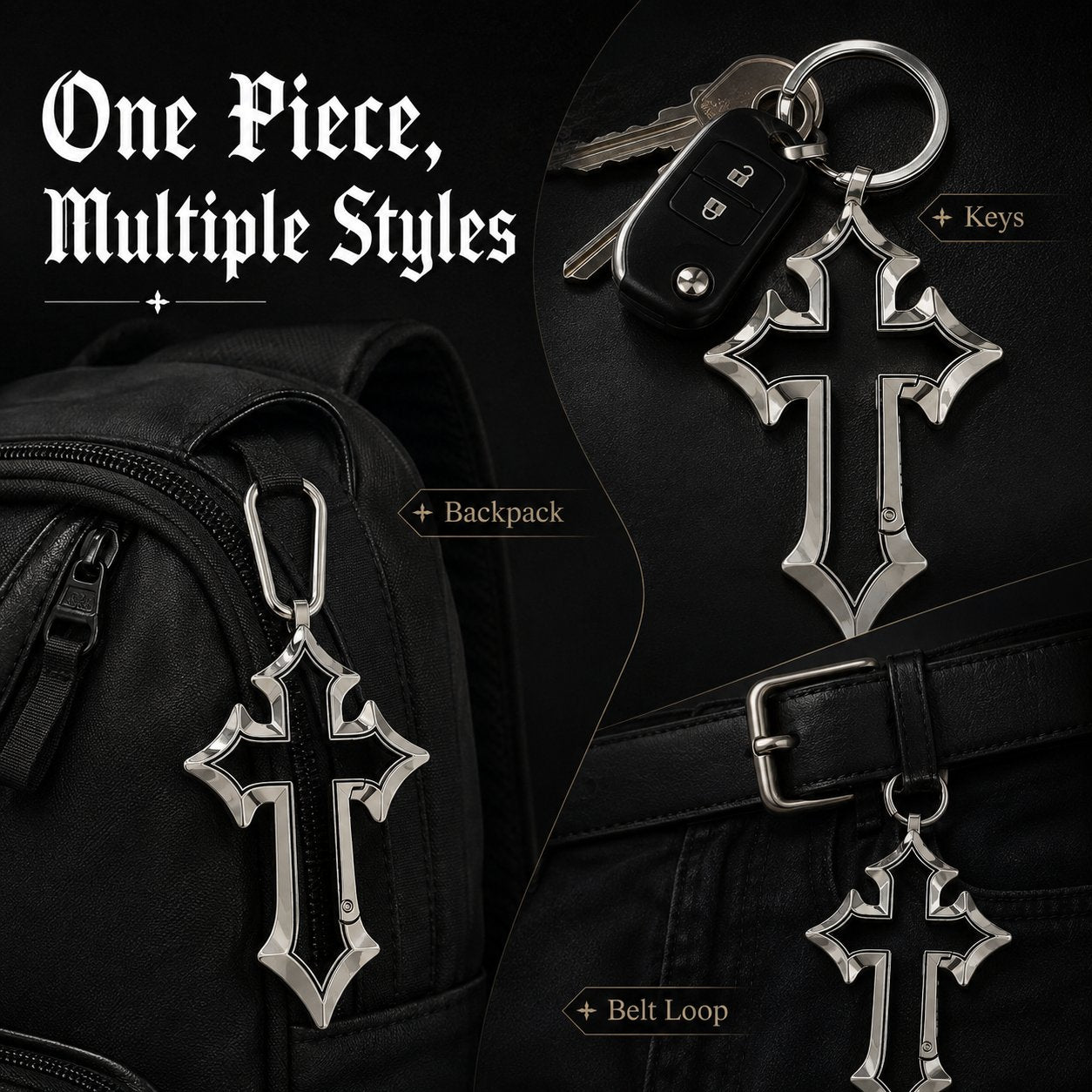 🔥Gothic Cross Keychain & Bag Charm