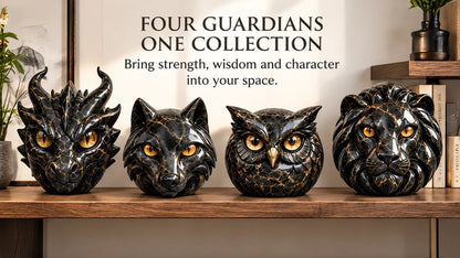 Guardian Animal Stone Sculpture – Owl, Dragon, Lion & Wolf Décor