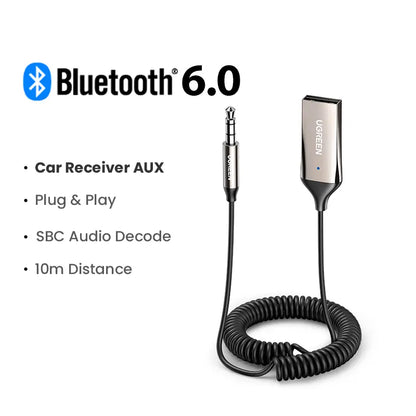 UGREEN Bluetooth 6.0 Adapter for Car - Hands-Free AUX Receiver