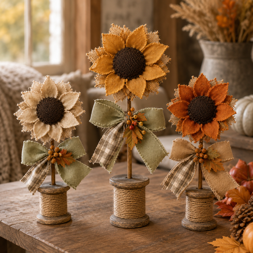 Rustic Sunflower Tabletop Decor Set of 3