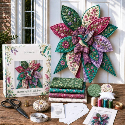 🔥LAST DAY 50% OFF - 🎀 Beginner-Friendly Oversized Quilted Bow Sewing Kit | Coordinated Printed Fabrics, Batting, Pre-Designed Templates & Complete Supplies for a 3D Statement Bow ✨