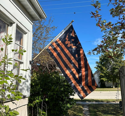 🎃Halloween Pumpkin Flag 3x5ft – Black Orange Striped Banner