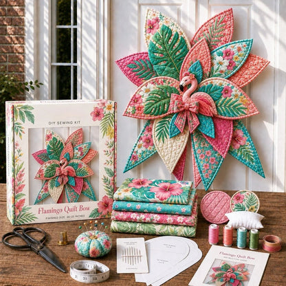 🔥LAST DAY 50% OFF - 🎀 Beginner-Friendly Oversized Quilted Bow Sewing Kit | Coordinated Printed Fabrics, Batting, Pre-Designed Templates & Complete Supplies for a 3D Statement Bow ✨