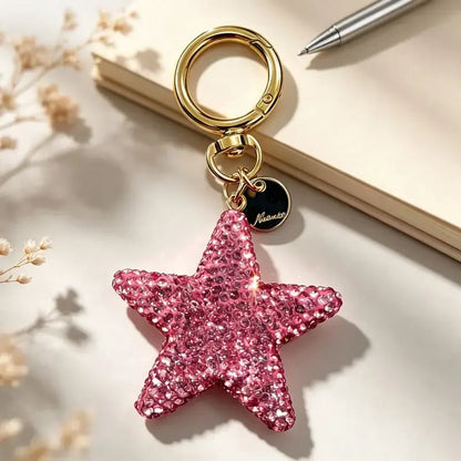 ⭐Full Rhinestone Star Keychain, Cute 3D Star Car Key Ring, Trendy Bag Charm Pendant, Lovely Small Gift, Present for Women & Girls