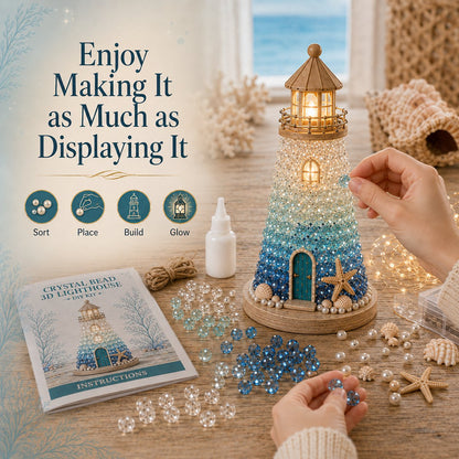 ⏳ Last Day 49% OFF – 🌊 Beginner-Friendly DIY Lighted Sea Glass-Style Lighthouse Kit Collection | Complete Kit with Sea Glass-Style Pieces, LED Lights & Step-by-Step Guide Included 💕