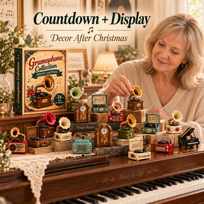 📻Gramophone Collection Advent Calendar 2027 – 24 Vintage Record Player & Music Miniatures, Retro Collectible Gift for Music Lovers