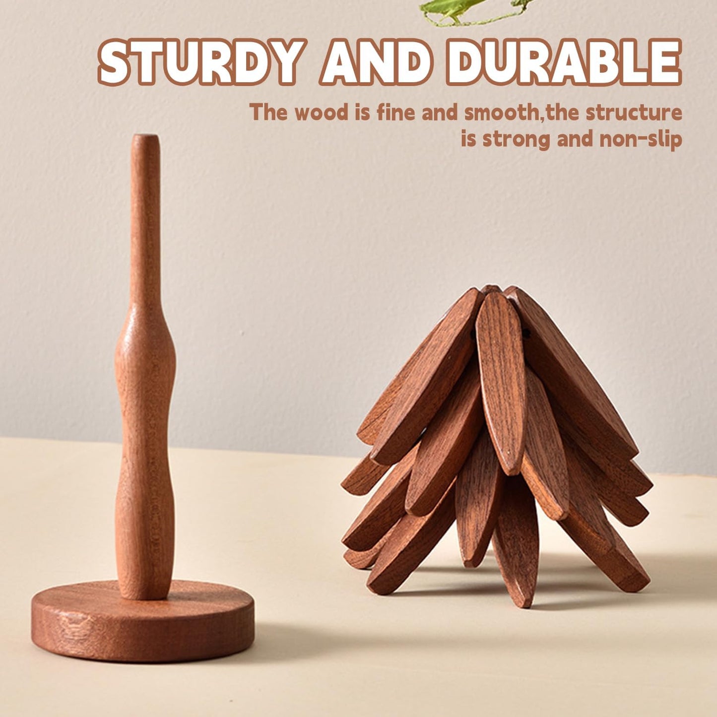 🔥Limited Time 49% Off✨Natural Tree Trivet Set - 4 Wooden Trivets & 1 Stand,Like a Christmas Tree🎄