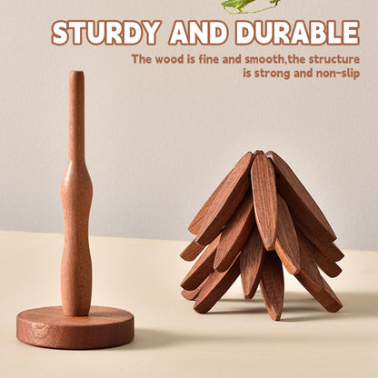 🔥Limited Time 49% Off✨Natural Tree Trivet Set - 4 Wooden Trivets & 1 Stand,Like a Christmas Tree🎄