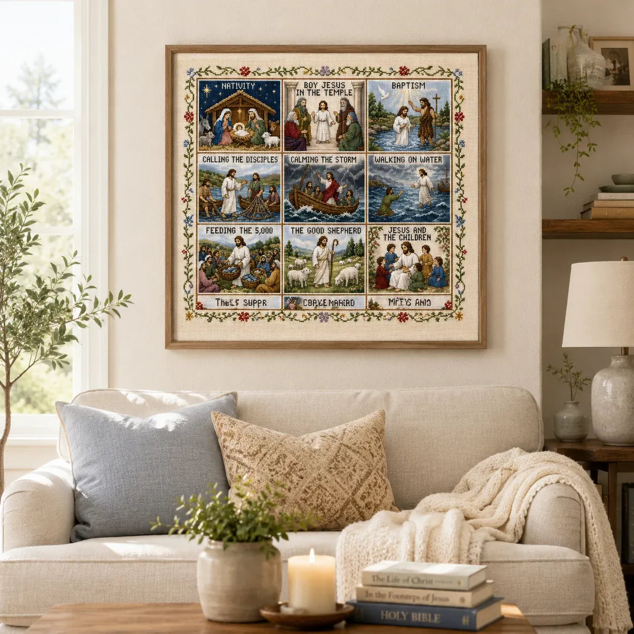 ⏳ Last Day 49% OFF – ✝️ Beginner-Friendly Life of Jesus Bible Story Cross Stitch DIY Kit | 6 Biblical Collections with Fabric, Color-Matched Floss, Needle & Pattern Guide Included 💕
