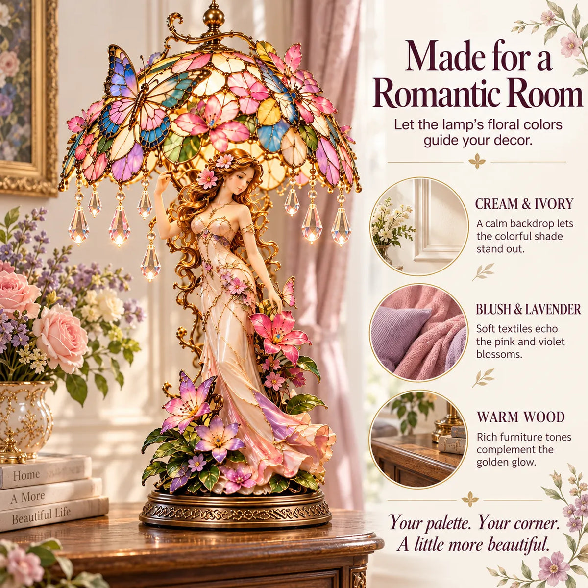 ⏳ Last Day 49% OFF – 🦋 Butterfly Blossom Fairy Light | Warm Floral Table Lamp with Crystal-Style Accents ✨