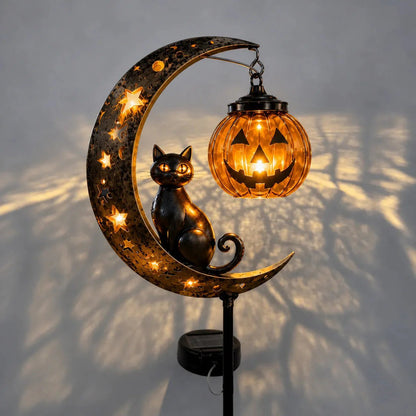 🔥49% OFF TODAY 👻 Solar Halloween Garden Stake Light with Black Cat & Pumpkin
