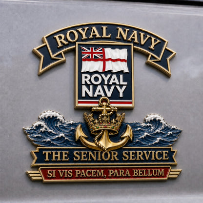 ⚓👑 Royal Navy “Si Vis Pacem, Para Bellum” Tribute Metal Car Emblem