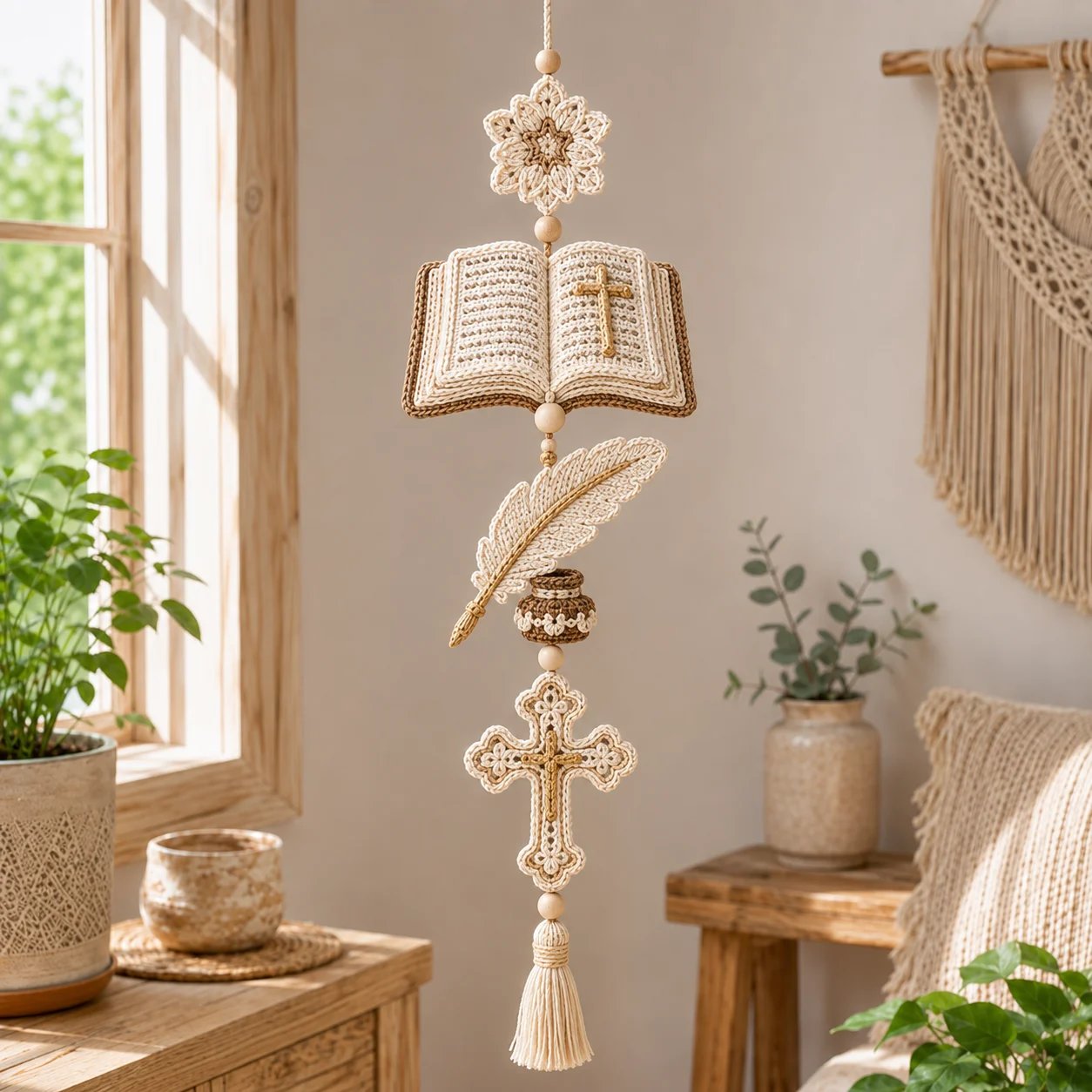 ✝️Blessed Faith Hanging Cascade – Finished Ornament or DIY Crochet Kit