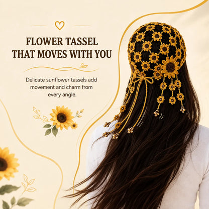 🌻 Knitted Sunflower Hollow-Out Baseball Cap