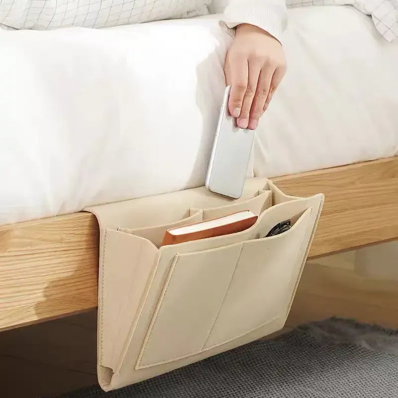 Bedside Caddy, 5 Pockets Felt Bedside Storage Organizer