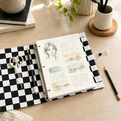 ✏️🎨2-in-1 Handmade Sketchbook Binder – Portable Drawing Notebook with Built-In Art Supply Holder & Refillable Pages 📚️🔥Universal A4 & A5 Paper Compatible