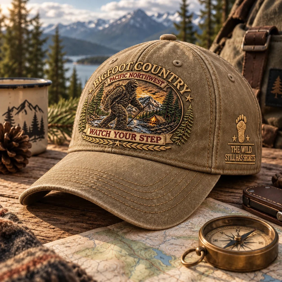 🔥LAST DAY 50% OFF - 2027 Bigfoot Country Heritage Cap – Pacific Northwest Vintage Washed Embroidered Hat