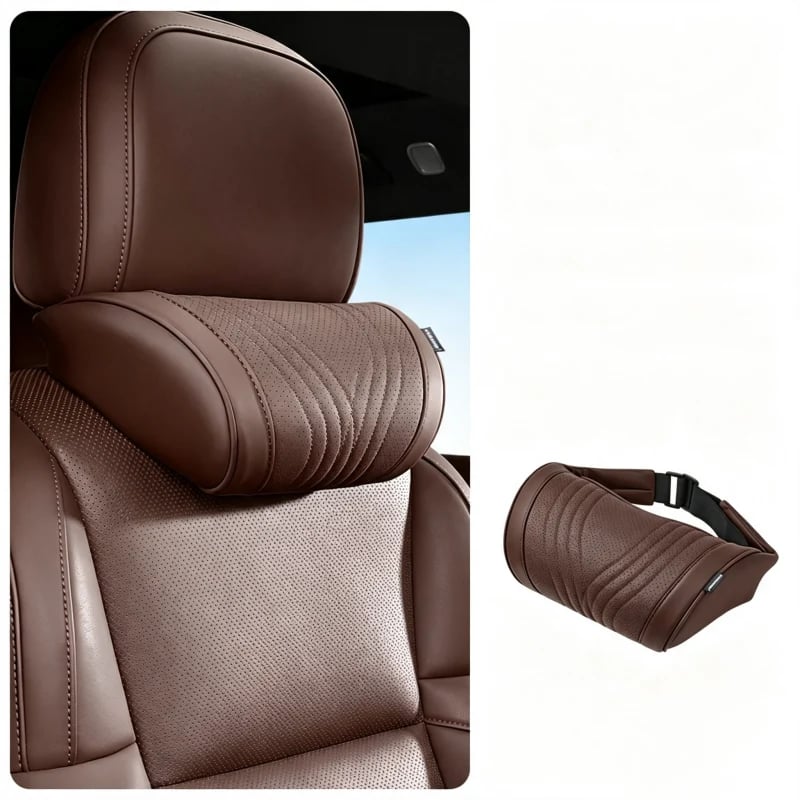 🚗💤Reduce fatigue while driving! Universal memory foam neck pillow for car – ergonomic headrest for long road trips.