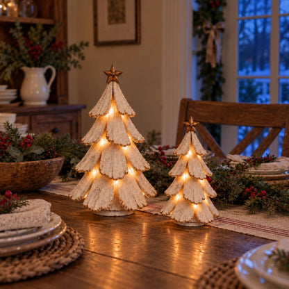 🎄 Vintage Lighted Christmas Tree Figurine | Remote-Controlled Glow
