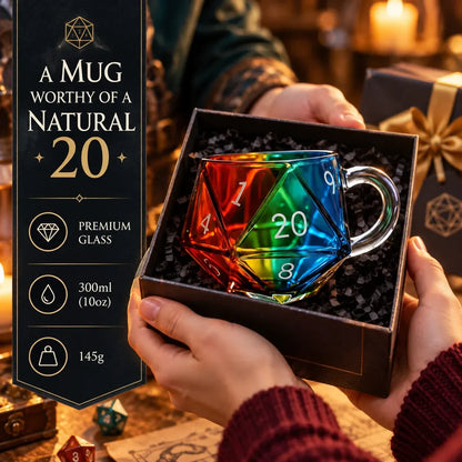 🐉🎲20-Sided Polyhedral Glass Cup | Heavy-Duty Tavern Vessel | Critical Hit Quality 🍻