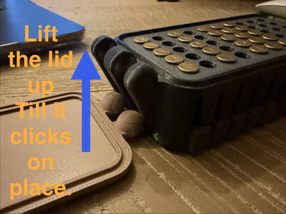 💥🔥Quick Access .22LR Ammo Storage Box – 50 Round Lift-Up Design Cartridge Organizer for Range & Storage