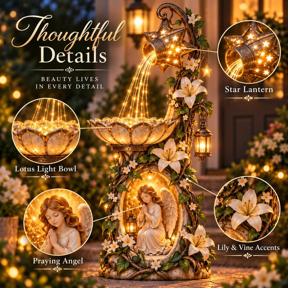 👼 Angel Starlight Garden Fountain | Lighted Faith-Inspired Outdoor Decor
