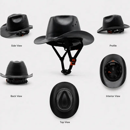 Western Cowboy Hard Hat, Vented Wide Brim Safety Helmet for Construction & Ranch Workers