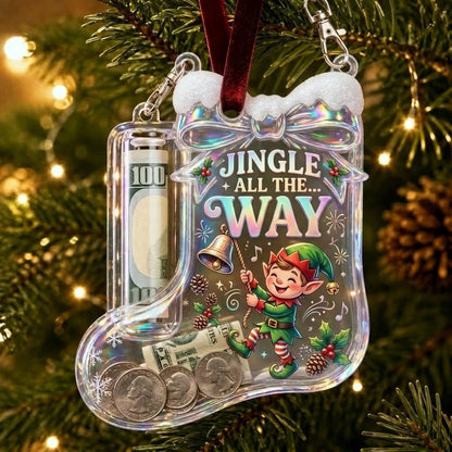 🎄Christmas Stocking-Shaped Money Gift Ornament – “Here’s A Few Bucks” Cash & Coin Holder