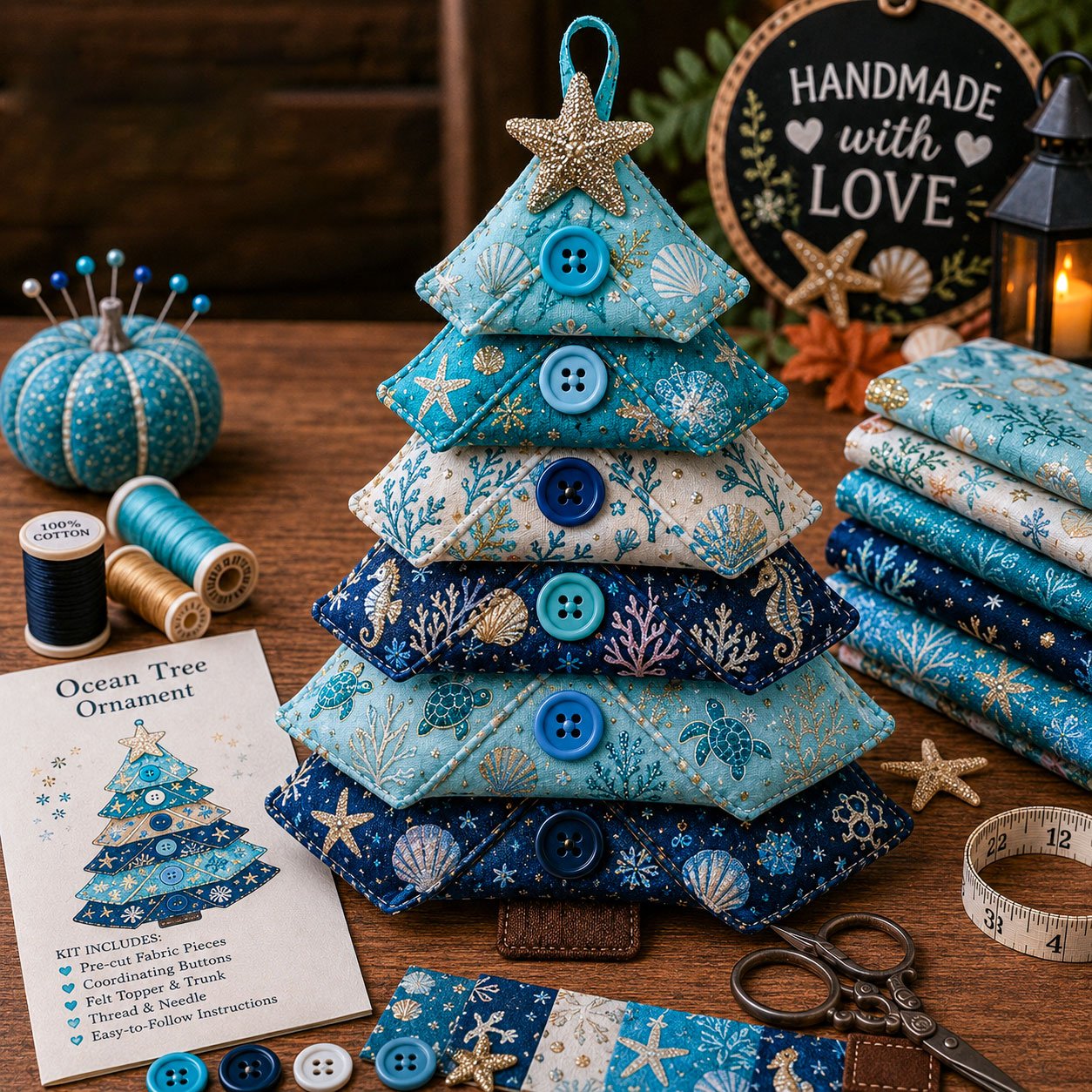 🎄 Layered Fabric Tree Ornament DIY Sewing Kit 🎁 Create A Cozy Handmade Fabric Tree Ornament  ✨