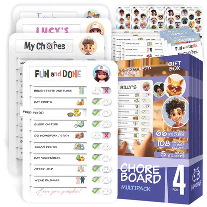 🌟 Magnetic Kids Routine Chart – Daily Chore Checklist with Reusable Stickers & Visual Task Icons