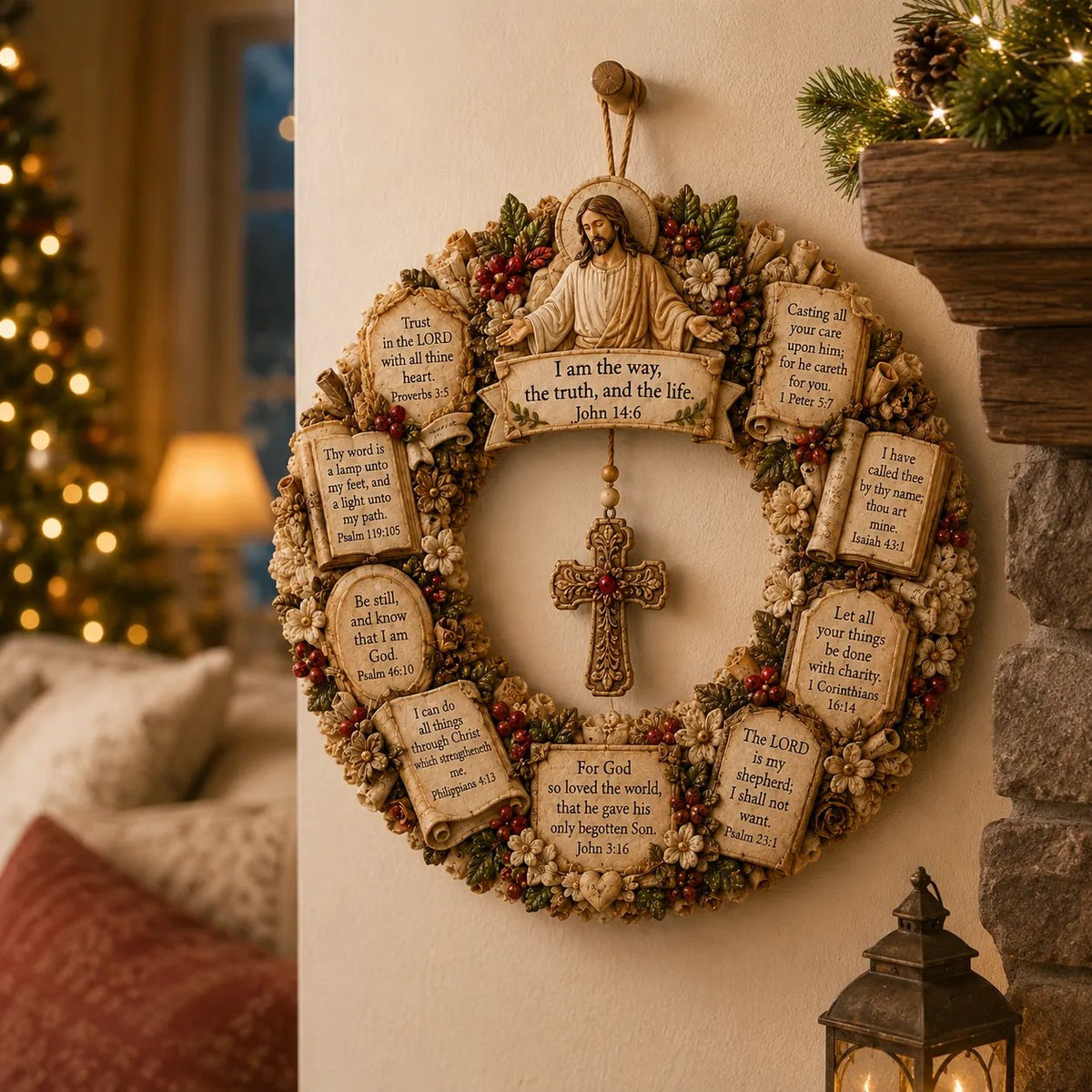 Christian Scripture Wreath Collection – Wood Faith-Inspired Décor