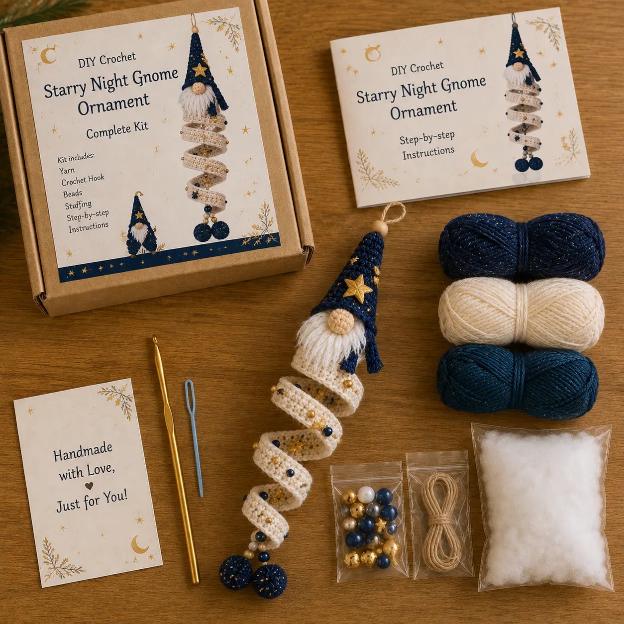 🔥 LAST DAY 49% OFF – 🎄Cozy Gnome Crochet Ornament Kit Collection | Premium Soft Yarn, Complete Crochet Tools & 9 Charming Designs 🧶✨