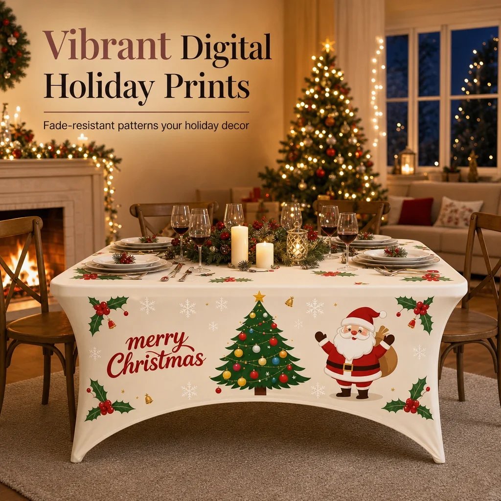 🎄 Christmas Stretch Fitted Table Cover | 3 Colors & Sizes