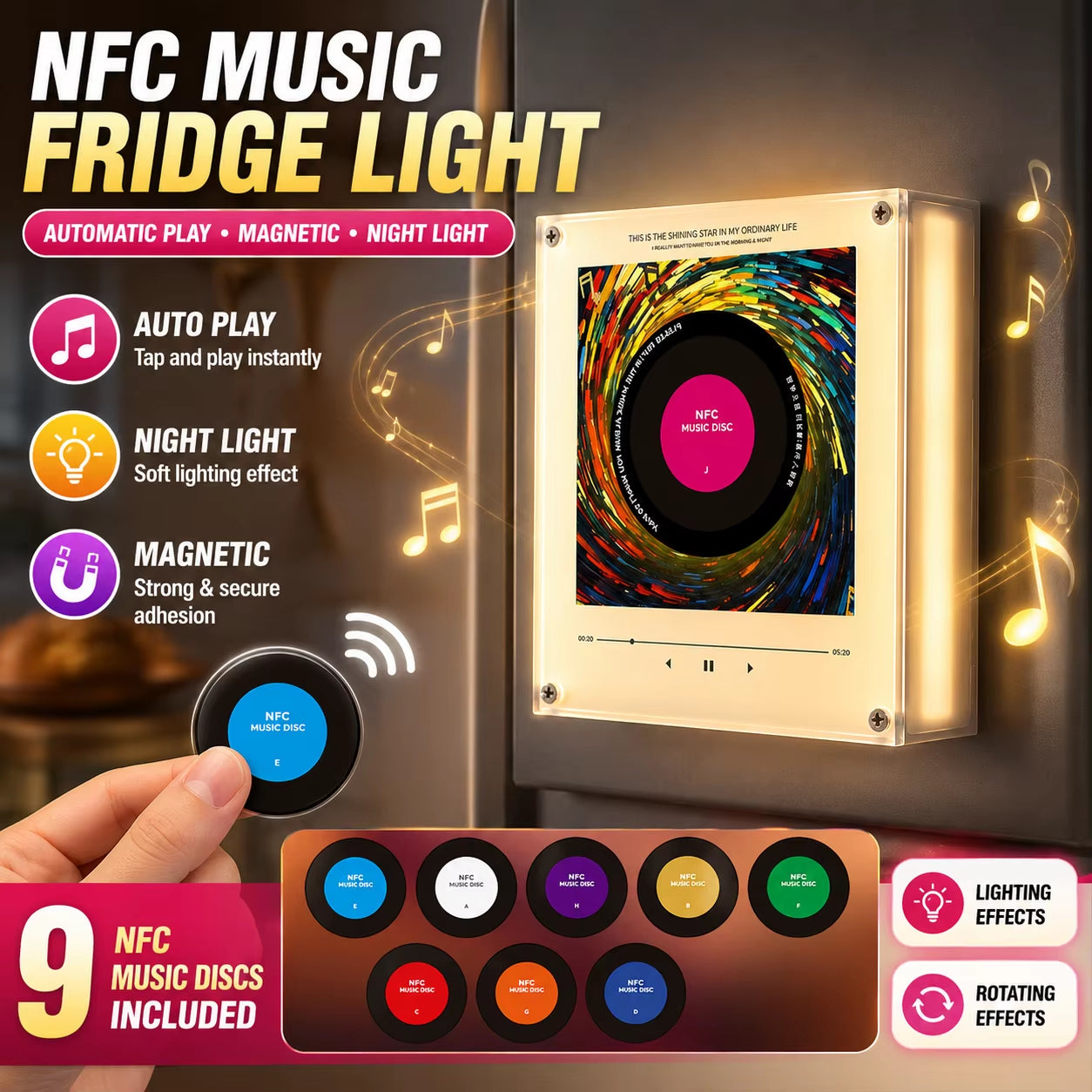 🎤 Iconic Pop Star NFC Fridge Magnet Music Player | Retro Vinyl Style Decor 🎵