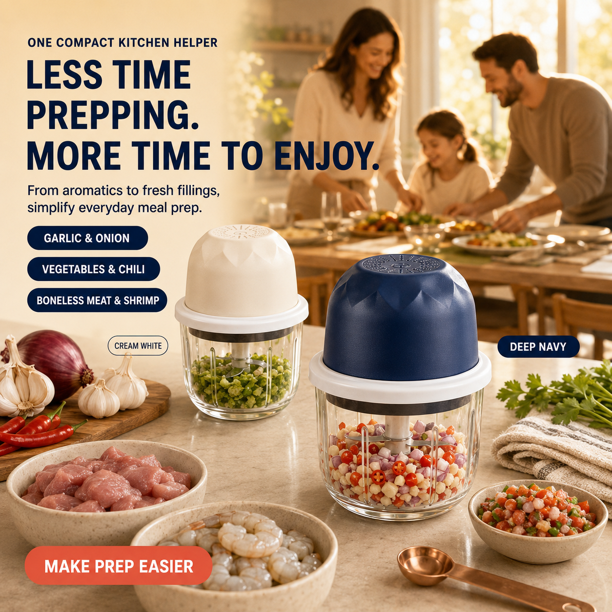 One-Touch Cordless Mini Food Chopper – 350mL Glass Bowl & 6-Blade Power ⚡