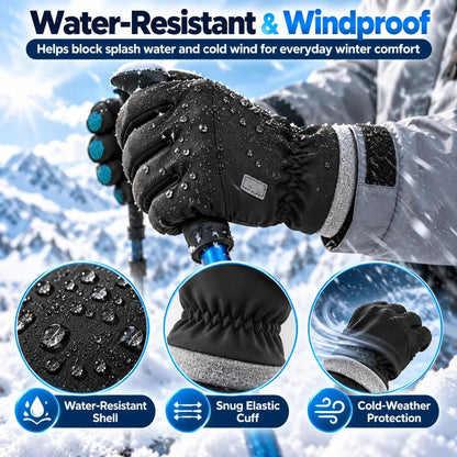 Winter Thermal Touchscreen Gloves – Water-Resistant Windproof Fleece Gloves for Driving, Skiing & Outdoor Use