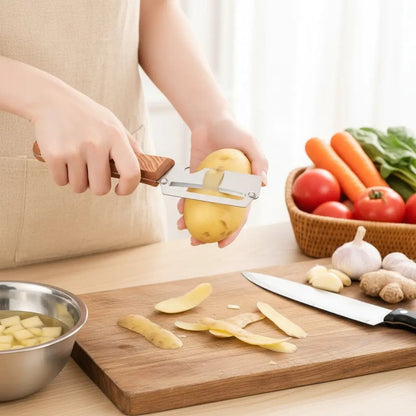 🔥Wooden-Handled Stainless Steel Sharp Peeler