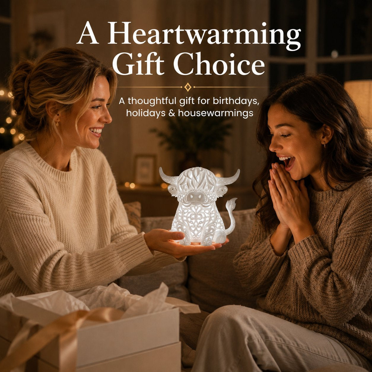 🐮 Highland Cow Projection Night Light — Glow & Cast Magical Patterns! ✨🌙