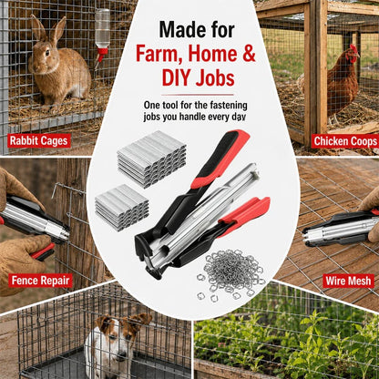 🔥Auto-Feed Hog Ring Pliers Kit –Heavy Duty Fence & Cage Fastening Tool