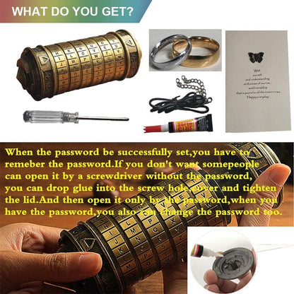 Da Vinci Code Mini Cryptex Lock With Rings Anniversary Valentine's Day Romantic Birthday Gifts
