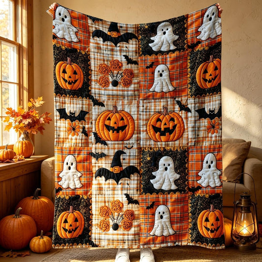 🎃🔥Halloween Pumpkin & Bat Flannel Throw Blanket, Soft Lightweight Cozy Blanket for Sofa & Bed(✨Buy 2 Free Shipping)