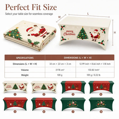 🎄 Christmas Stretch Fitted Table Cover | 3 Colors & Sizes