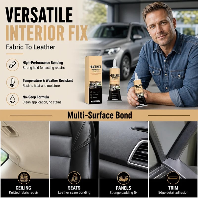 🚗 Waterproof Car Headliner Repair Glue, High Strength Adhesive for Sagging Car Ceiling & Interior