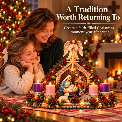 Nativity Christmas Candle Centerpiece