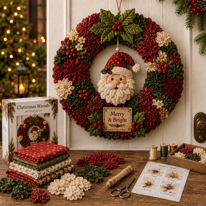🔥49% Off Last Day - BUY 3 GET 1 FREE🔥🎄 3D Fabric Poke Wreath DIY Kit