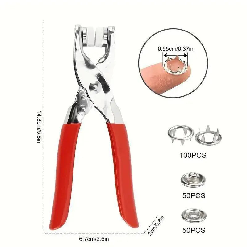 🔥Sewing Kit with 100pcs Metal Buttons – Manual Pliers Tool Included🧵