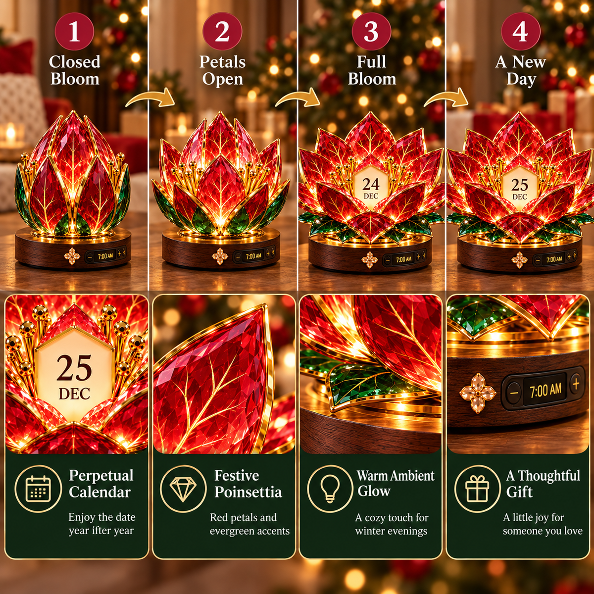 🎄 Christmas Bloom™ – Automatic Blooming Perpetual Calendar