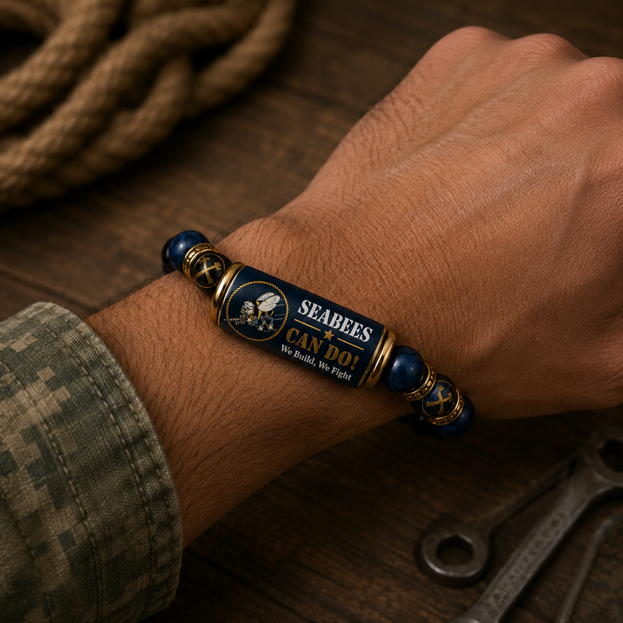 ⚓Last Day Promo: 49% OFF - 🐝U.S. Navy Seabees Can Do! Tribute Beaded Bracelet -  🔥Buy 2 Get 1 Free & ✈️Free Shipping Today!
