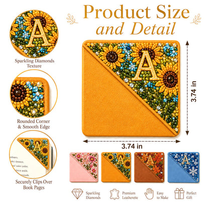 📚 LAST DAY 49% OFF – ✨ Four Seasons Personalized Initial Diamond Painting Corner Bookmark Kit | 4 Faux-Leather Page Corner Bookmarks with A–Z Initial, Scratch-Resistant Non-Fading Resin Diamonds DIY Handmade Seasonal Reading Decor 💎